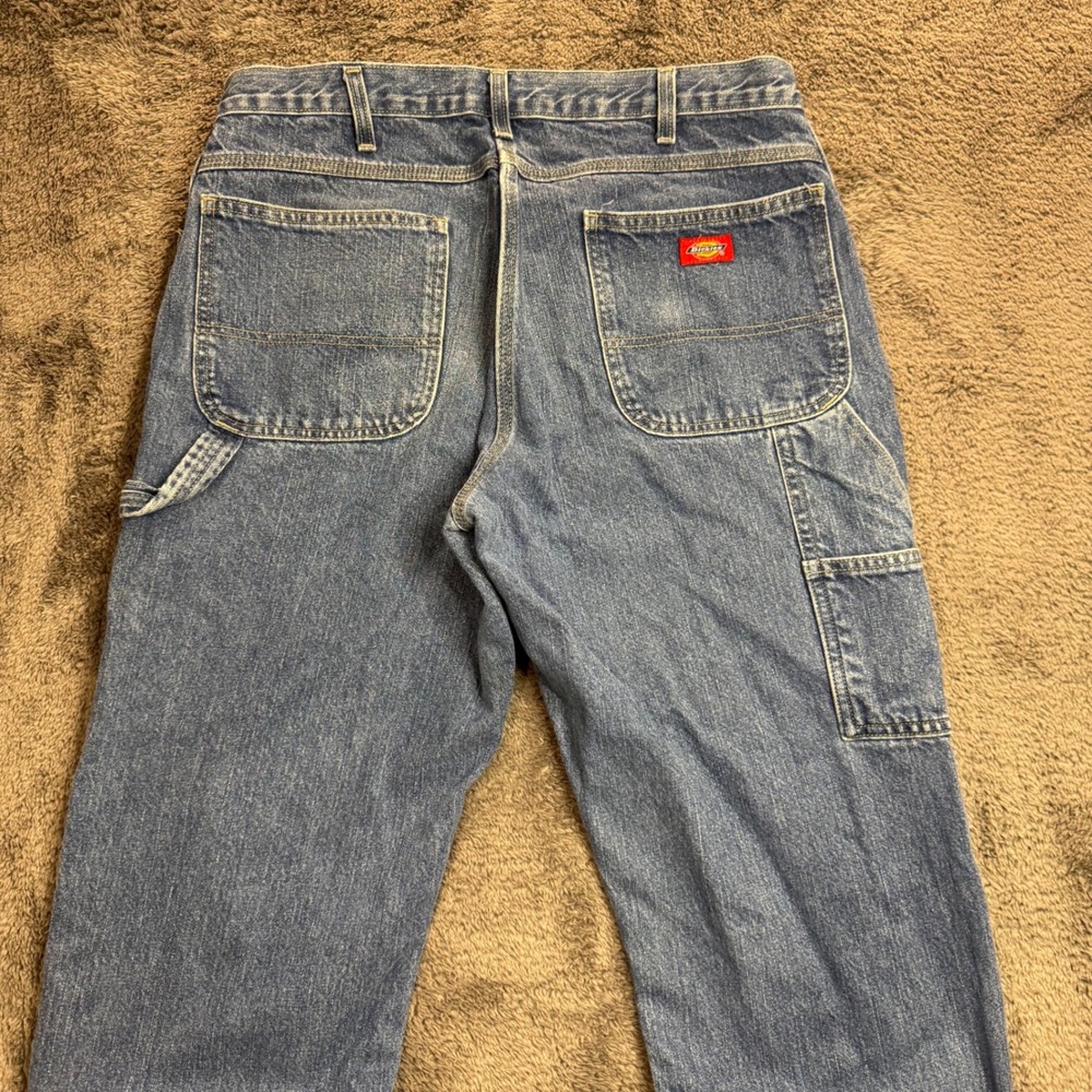 Dickies Mens Carpenter Jeans Medium Wash Blue Denim Utility Work Pants 36x34 - Picture 3 of 7